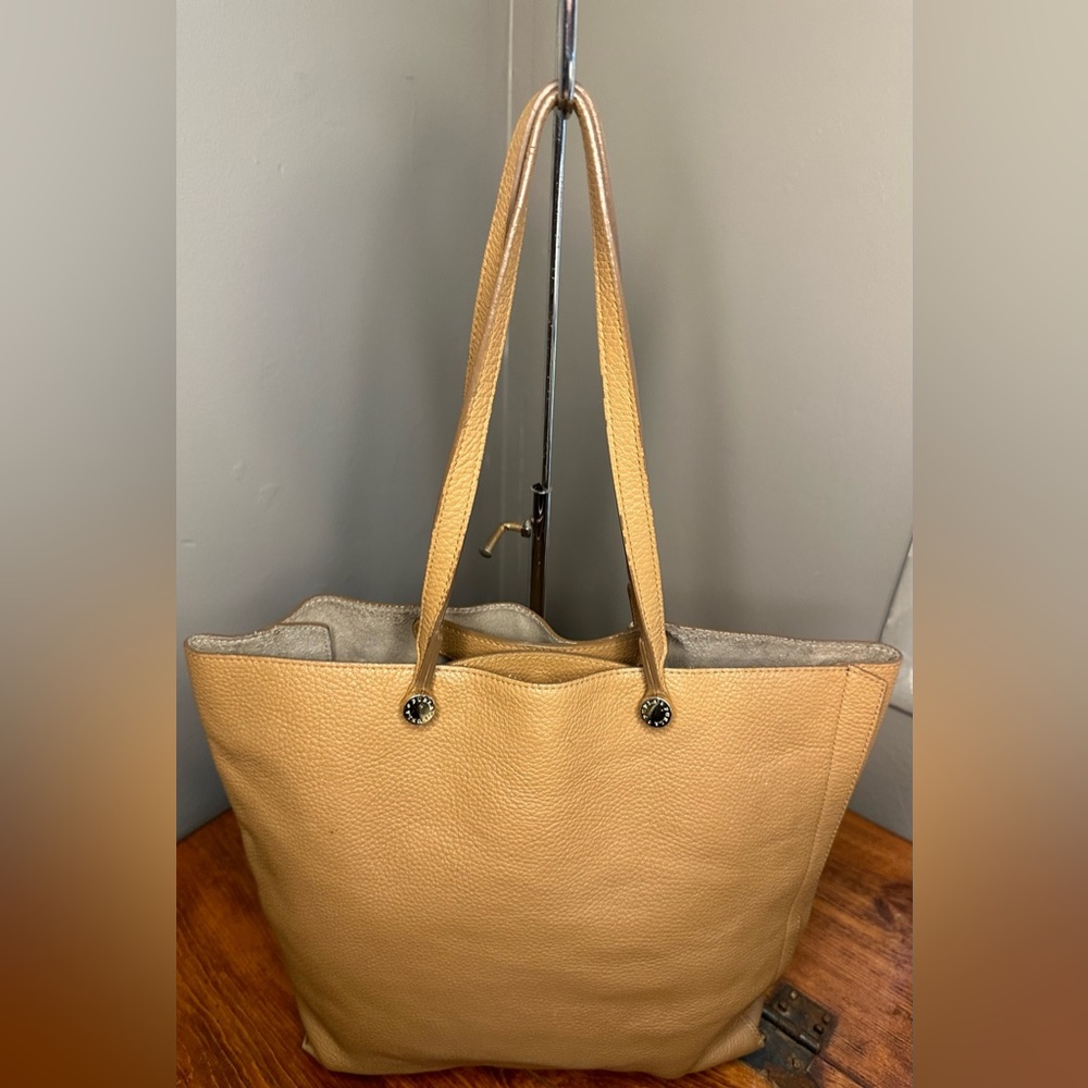 Furla Eden Medium Caramel Brown Pebbled Leather Tote Bag - Picture 4 of 14